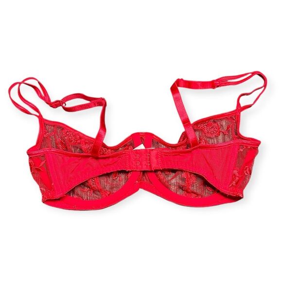 VICTORIA’S SECRET Women’s Red Sheer Lace Underwire Bra Size 34C - Picture 2 of 5